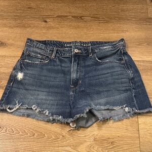 American Eagle Outfitters Distressed Dark Blue Jean Shorts